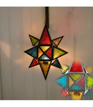 Multicolor Star Candle Lantern Big - Draft Arab-Chain 35 cm