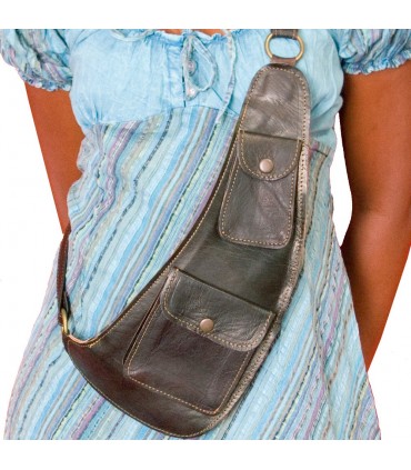 Borsa a tracolla in pelle artigianale - tasche-
