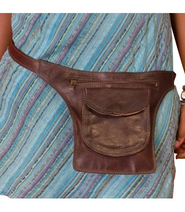 Ceinture en cuir - Plusieurs poches - Artisan