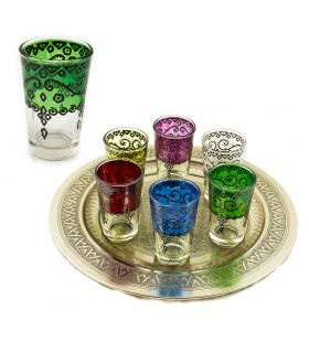 Juego 6 Vasos de Té Grabados - Relieve Diseño Floral Artesano