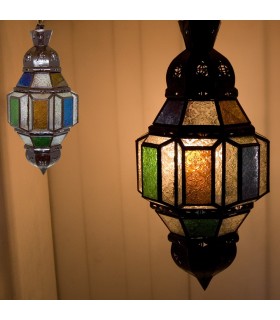 Lámpara Colgar- Cristal Rectángulos - Colores-  Andalusí - Arabe