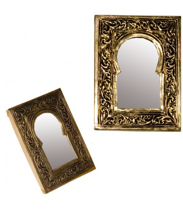 Spiegel Messing graviert - klein - Design Bogen Arabisch