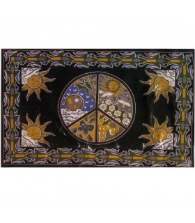 Tessuto cotone India-simbolo pace sole e Luna-135 x 210 cm