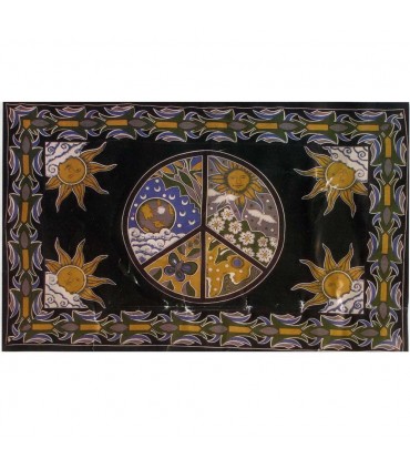 Tessuto cotone India-simbolo pace sole e Luna-135 x 210 cm