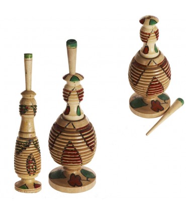 Recipiente Y Palo de Madera  (Kujul) - 2 Piezas - Artesanal