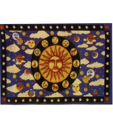 India Cotton Fabric-Sun Zodiac -135 x 210 cm