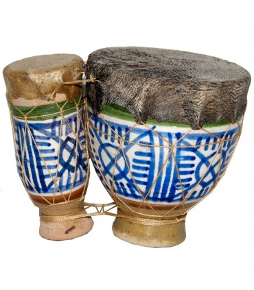 Mini Djembe in ceramica e pelle - tamburo - verniciato - artigiano