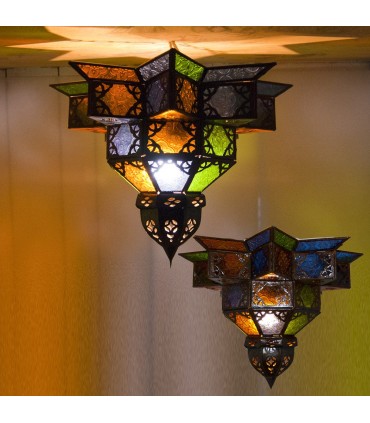 Lâmpada de teto Árabe - Cristais Multicolor - Projecto de árabes