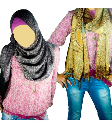 Pashmina Algodón Motivos Florales - Fular - Varios Colores