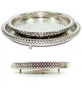 Tea Tray Alpaka Beine - 2 Größen - Gravur Handwerker Arabisch