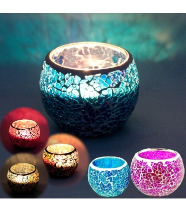 Kerze Mosaik Crackle - verschiedene Farben - 2 Größen