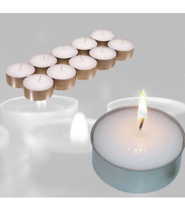 Velas de parafina Pack 10 - base de alumínio - 4 cm - Não Mancha