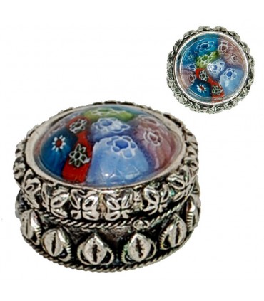 Alpaka box gravierte Reliefs Con - Oriental-Design - 3, 5cm