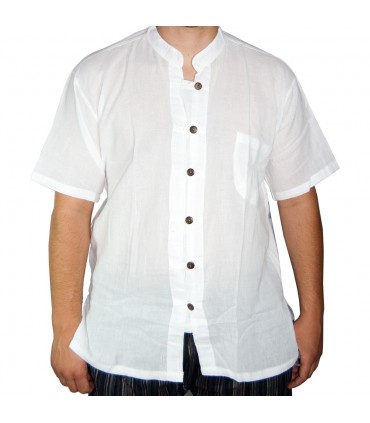 Camicia bianca di cotone - pulsanti di fila - varie dimensioni