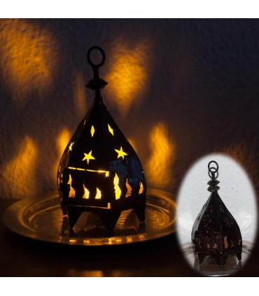Mini Hexagonal Iron Lantern for candle - Forging Calada - 19 cm