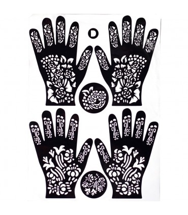 Henna Tattoo Adhesive Template - Feet & Hands - 1 Single-Use