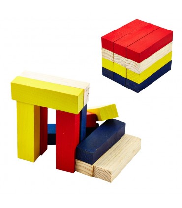 Legno gioco blocchi - Multicolor - 12 pezzi - assemblare figure