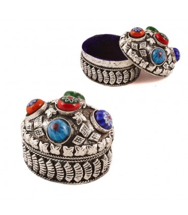 Scatola ovale Alpaca - 5 pietre sollievo - 4 x 3.5 cm