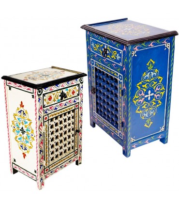 Mesita de Noche Celosía Andalusí Pintada a Mano - Varios Colores