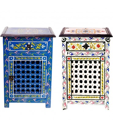 Mesita de Noche Celosía Andalusí Pintada a Mano - Varios Colores