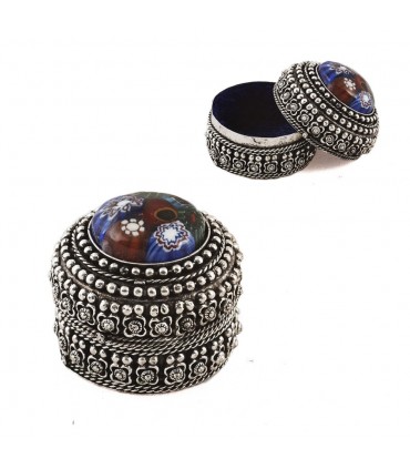 Alpaka box gravierte Reliefs Con - Oriental-Design - 3, 5cm