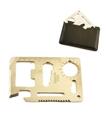 Tarjeta Acero Multiusos - 11 Utilidades - Supervicencia - 7 cm