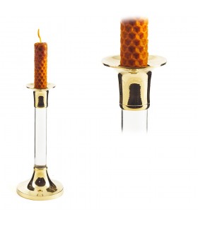 Bronze and Crystal Candle Holders - Oblong - 17 cm