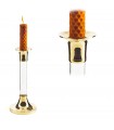 Candela titolare bronzo e cristallo - allungata - 17 cm