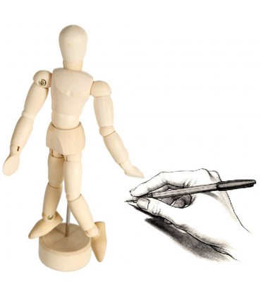 Muñeco Madera Mini - Dibujo Mano Alzada - 10 cm