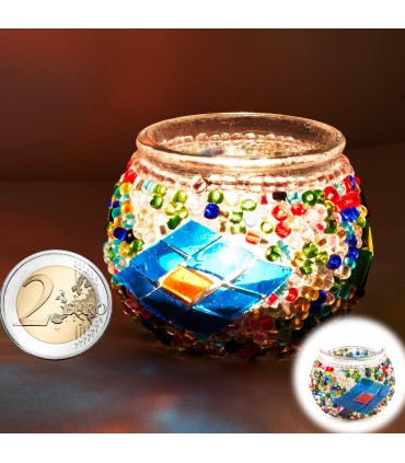 Portavelas Turco Mini-Cristal Murano -Artesania Turca-Tamaño 1