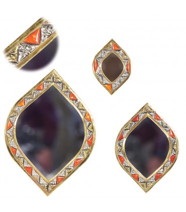 Game 3 Mirrors  Rombo-Alpaca Bone and Brass - Arab Design