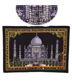 Tissu en coton Taj Mahal en Inde-mosquée-Artisanat-55 x 40 cm