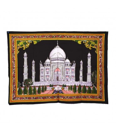 Tela Algodon India- Mezquita Taj Mahal -Lentejuelas-100 x 75 cm.