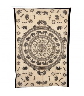 Inde-Cotton- Mosaic Elefant Amour-Artisan-210 x 140 cm