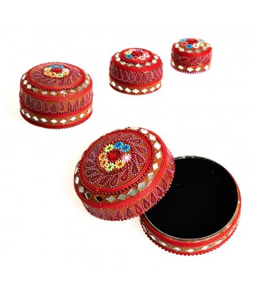 Juego 3 Cajitas Brillantes Purpurina Floral-Terciopelo - Colores