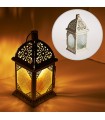 Farol Envejecido- Blanco- Rectángulo-Cristal- Trasnparente- 21 cm 
