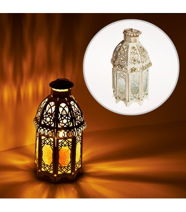 Lantern aged-white-octagonal-glass-Trasnparente - 19 cm