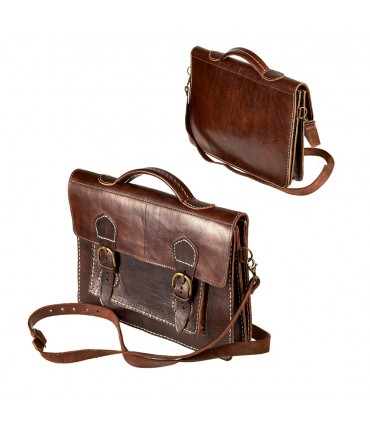 Handmade pasta de couro - 4 baias - duplo perto fivela