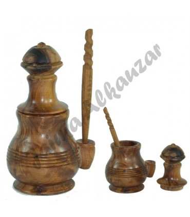 Recipiente Y Palo de Madera  (Kujul) -Raiz de Tuyya (Sabina)