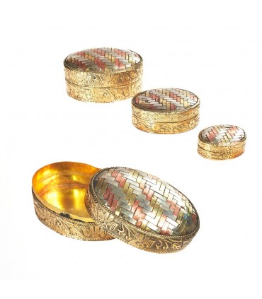 Set Tres Cajitas Bronce y Alpaca - Una se meter dentro de otra