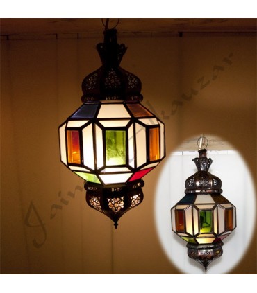 Hanging Lamp com esboço árabe - multicolorido Cristais