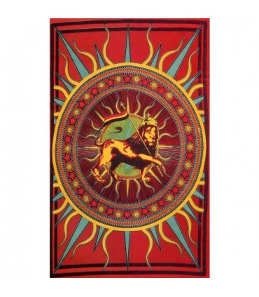 Fabric cotton-India - lion Rasta - artisan - 135 x 210 cm