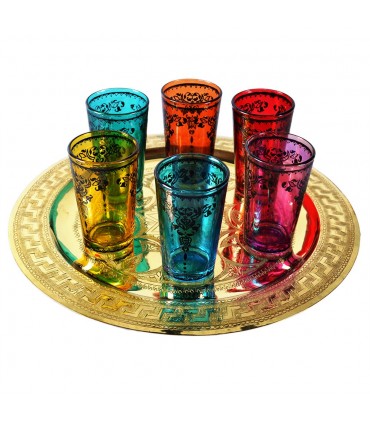 Juego 6 Vasos de Té Grabados -  Filigrana Floral Henna - Diseño Tuareg