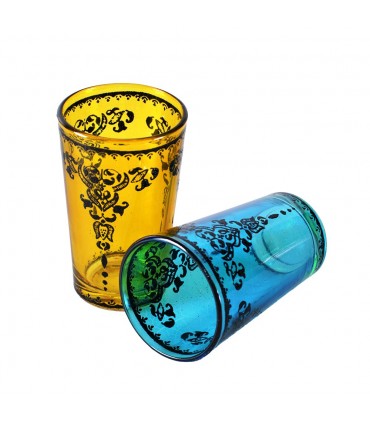 Juego 6 Vasos de Té Grabados -  Filigrana Floral Henna - Diseño Tuareg