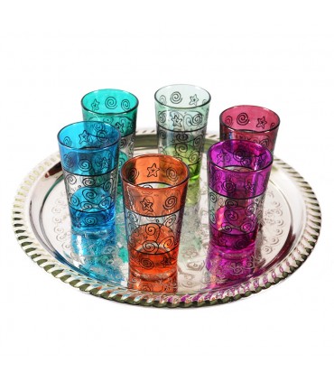 Juego 6 Vasos de Té Grabados -  Filigrana Floral Henna - Diseño Tuareg 2