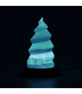 Lampada di selenite spirale - USB - minerale naturale