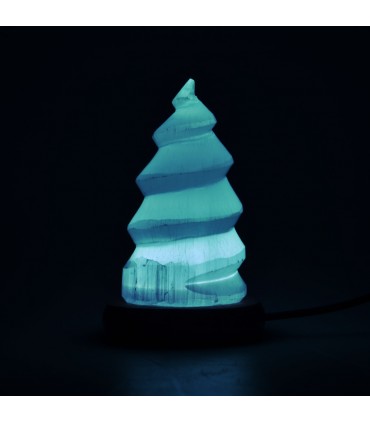 Lampada di selenite spirale - USB - minerale naturale