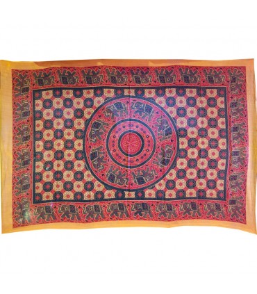 Material Indien-Elefante Baumwolle Pecock Mosaico-Artesana - 140 x 210 cm