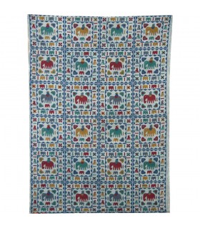 Tela Algodon India- Cuadro Elefantes  -Artesana-140 x 210 cm