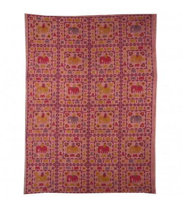 Tela Algodon India- Cuadro Elefantes  -Artesana-140 x 210 cm